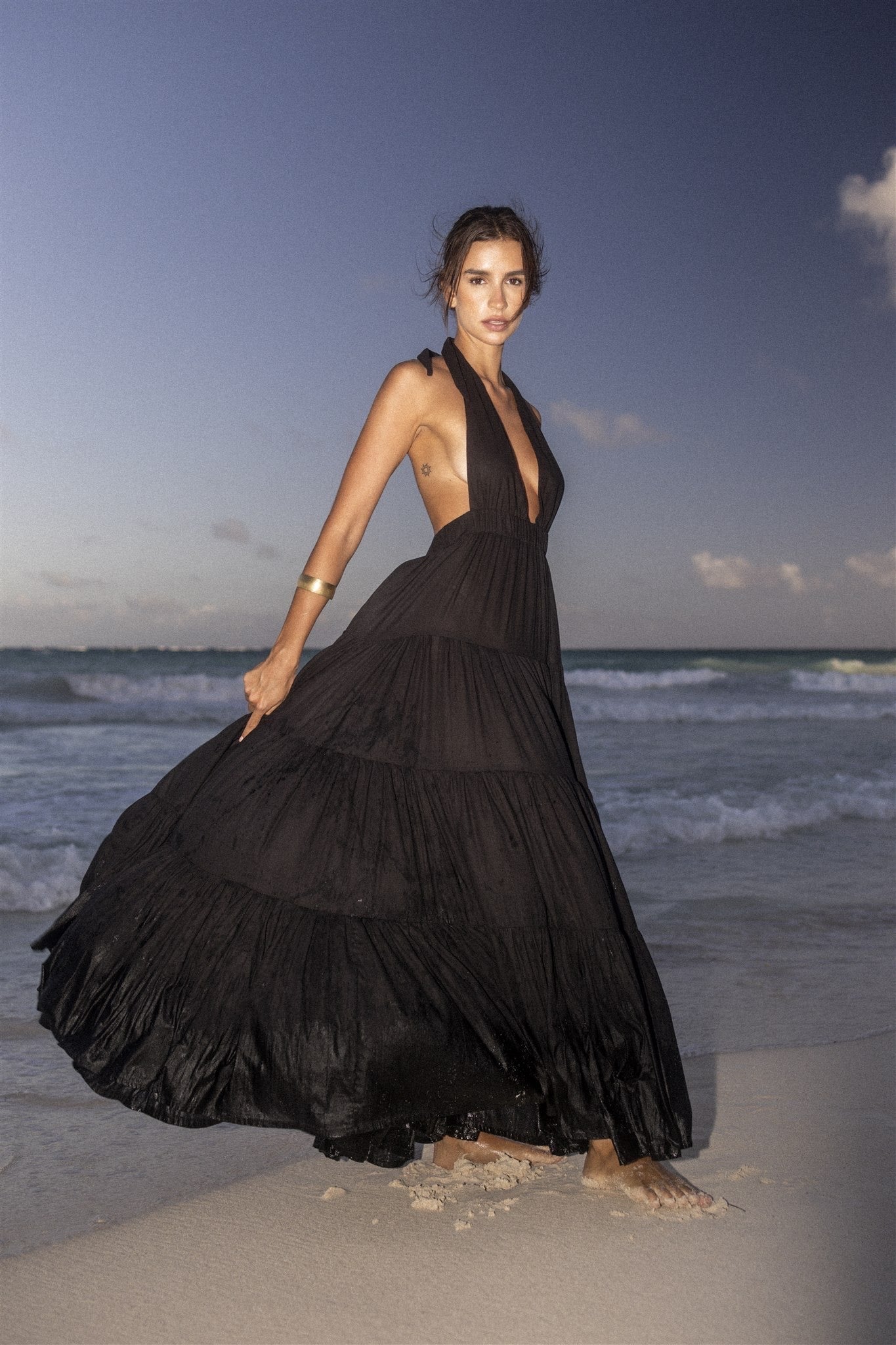 Halter Maxi Ruffle Dress | FRANCESCA