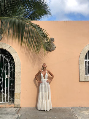Halter Maxi Ruffle Dress | FRANCESCA