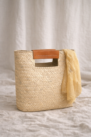 Straw & Leather Clutch Bag | FRIDA