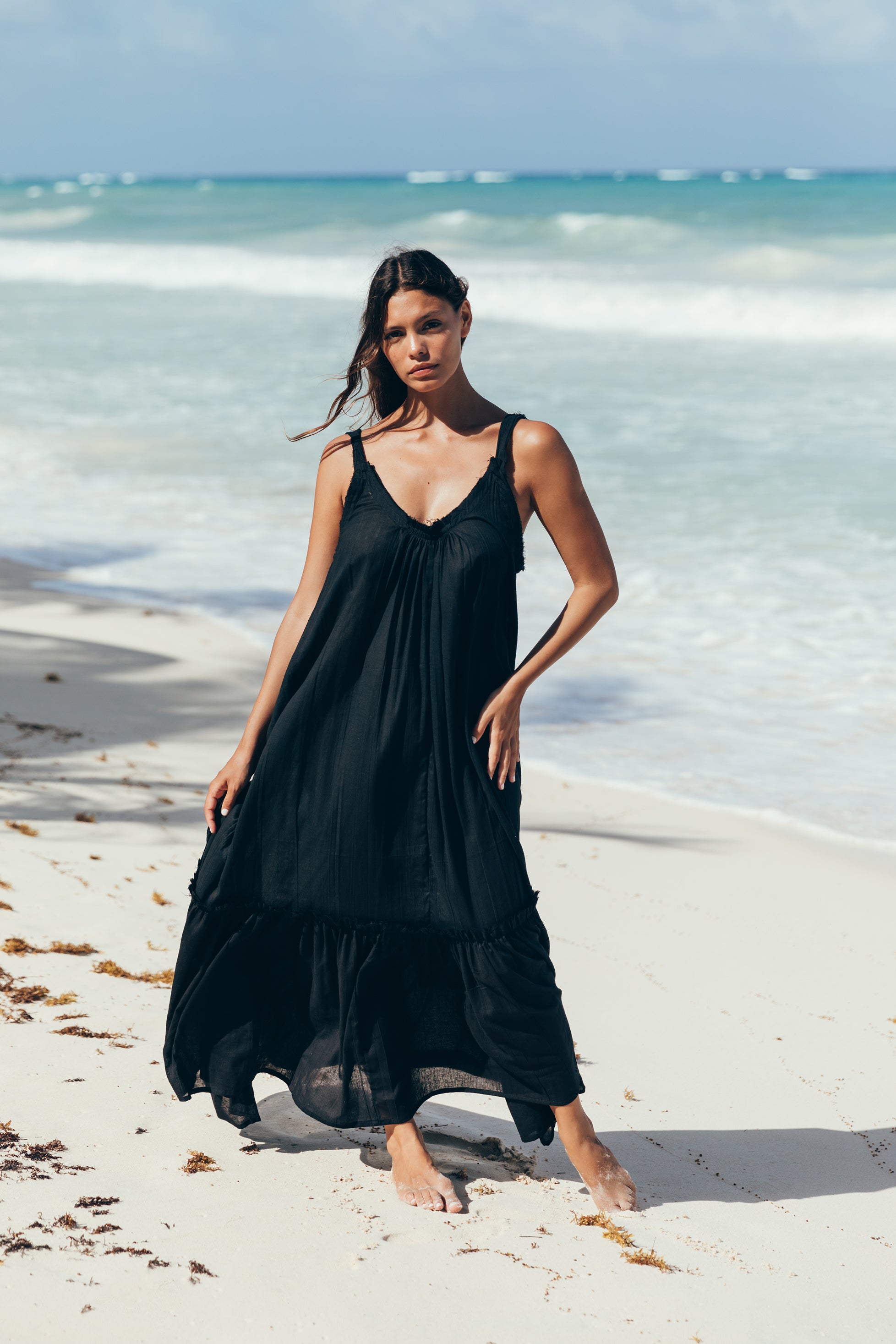 Ruffle dress, beach dress, maxi dress, low back dress, cotton dress, cotton beach dress, ruffle maxi dress