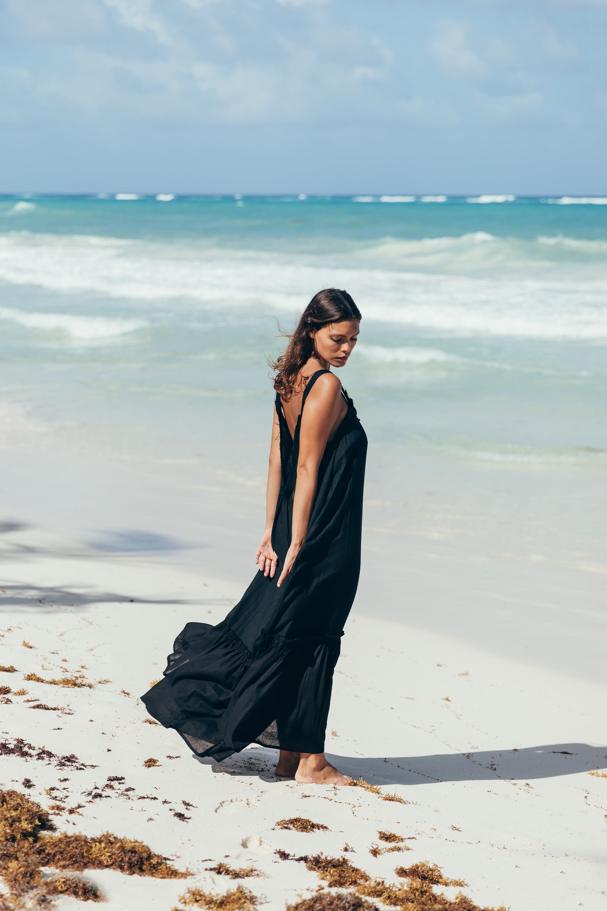 Ruffle dress, beach dress, maxi dress, low back dress, cotton dress, cotton beach dress, ruffle maxi dress