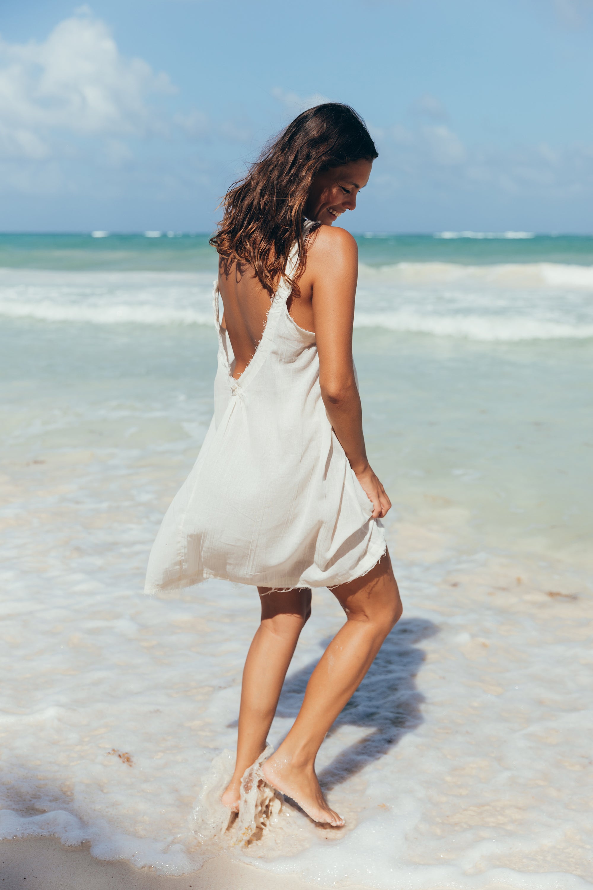 Women's Cotton Dress, Beach Cover-up, Summer Dress, Tulum Dress, Tulum Clothing, Frayed Dress, Beach Dress, Ruffle Dress