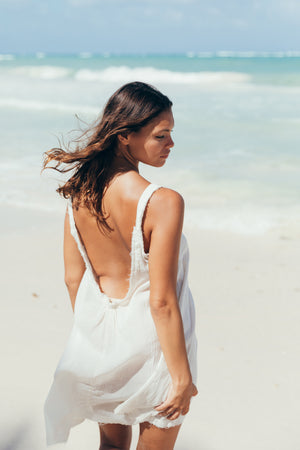 Women's Cotton Dress, Beach Cover-up, Summer Dress, Tulum Dress, Tulum Clothing, Frayed Dress, Beach Dress, Ruffle Dress