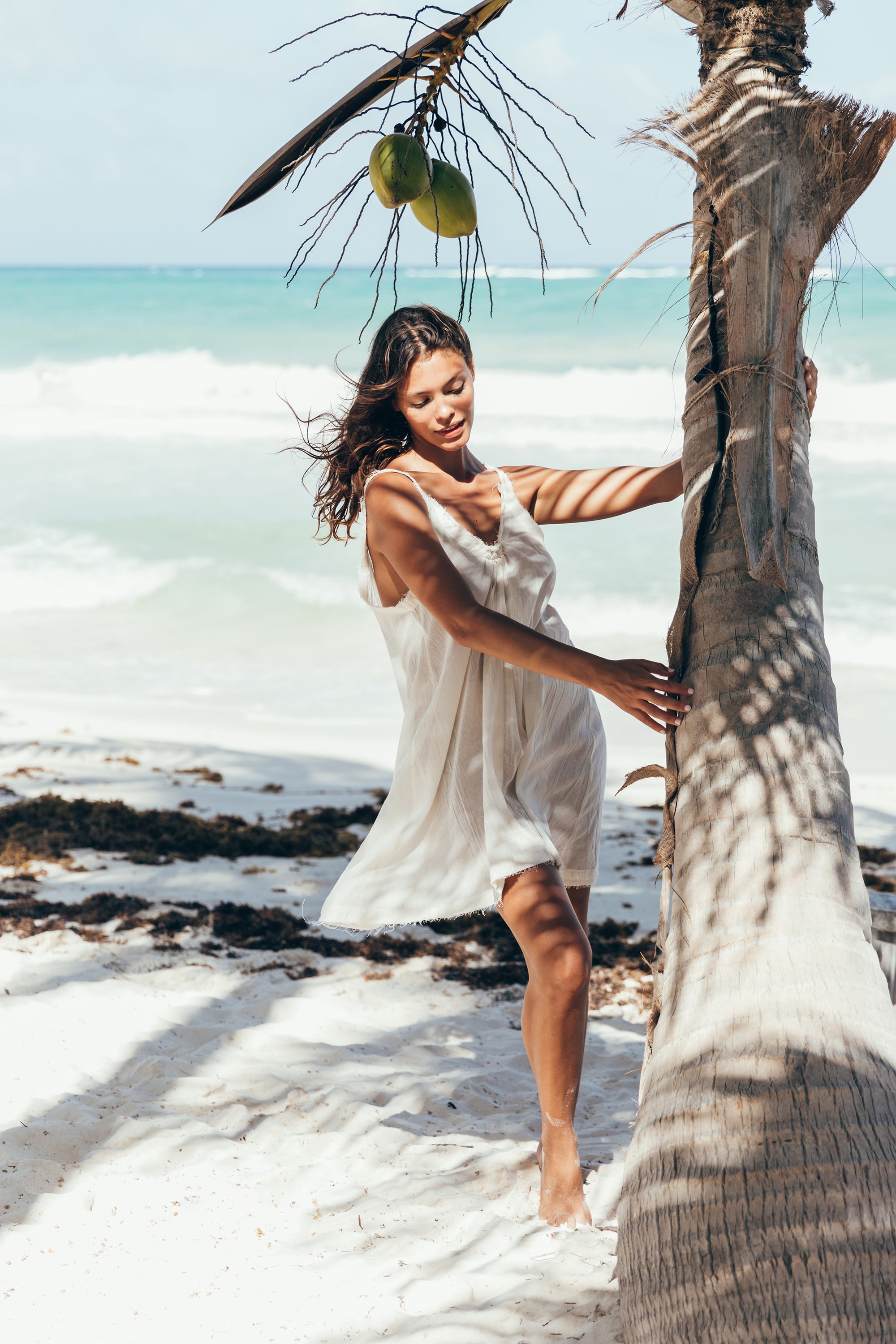 Women's Cotton Dress, Beach Cover-up, Summer Dress, Tulum Dress, Tulum Clothing, Frayed Dress, Beach Dress, Ruffle Dress