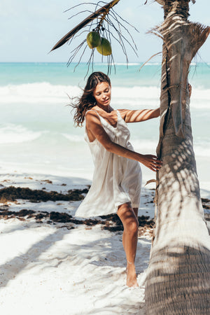 Women's Cotton Dress, Beach Cover-up, Summer Dress, Tulum Dress, Tulum Clothing, Frayed Dress, Beach Dress, Ruffle Dress