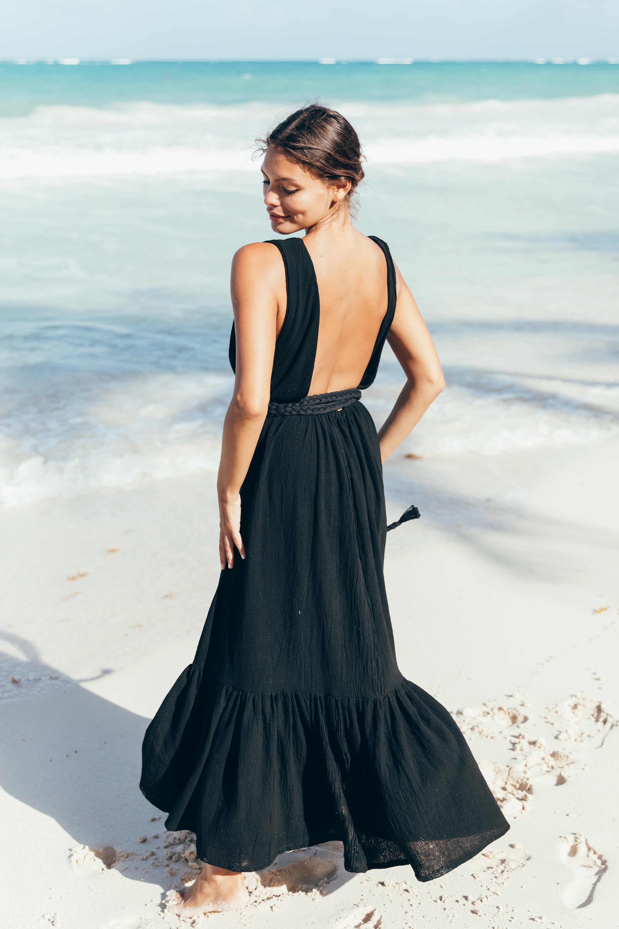 Tulum dress, beach dress, ruffle dress, maxi beach dress, open back dress, tulum style, tulum clothes, goddess dress, goddess gown, beach bride dress, boho beach bride dress