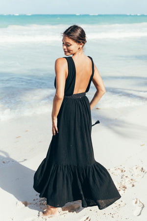 Tulum dress, beach dress, ruffle dress, maxi beach dress, open back dress, tulum style, tulum clothes, goddess dress, goddess gown, beach bride dress, boho beach bride dress