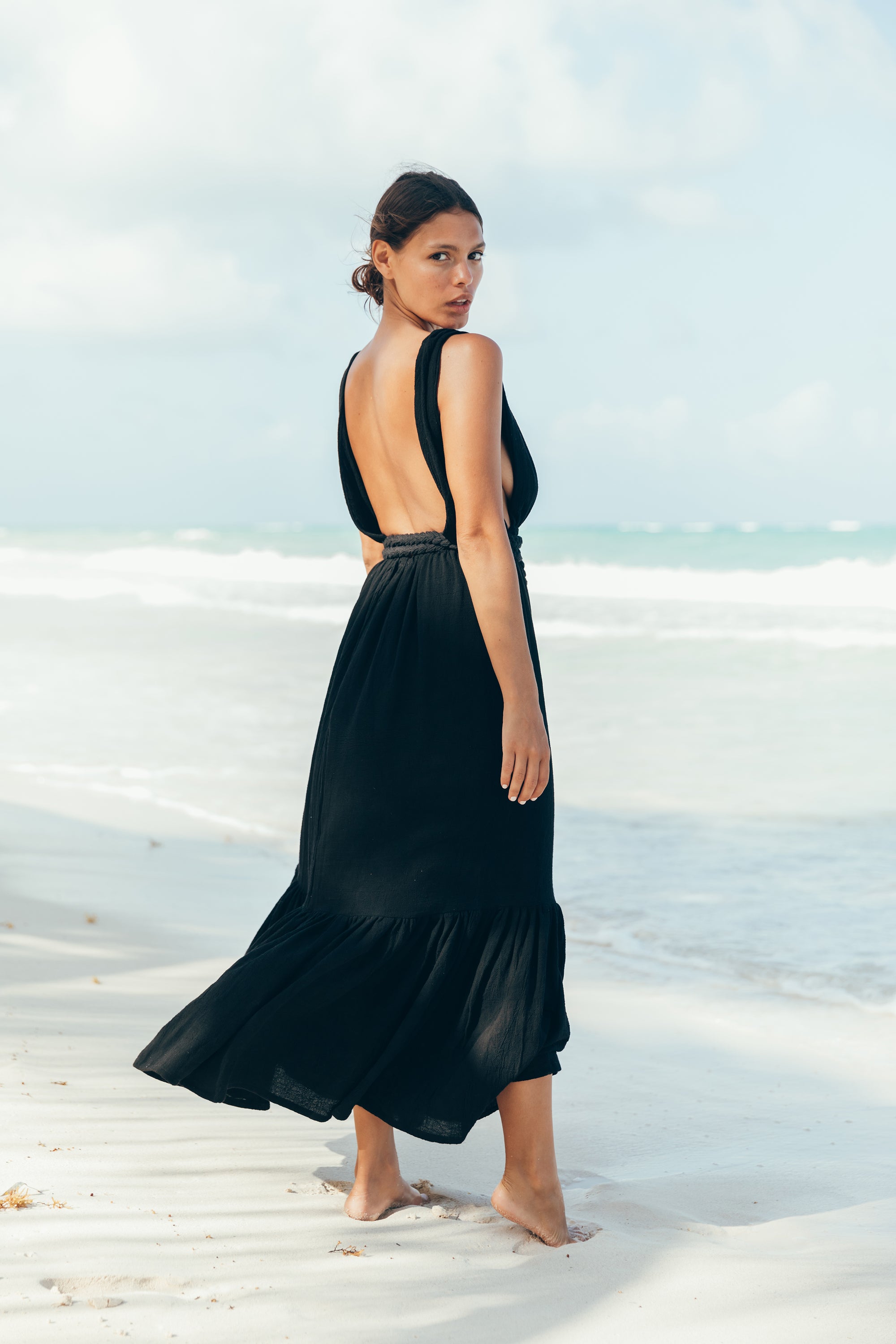 Tulum dress, beach dress, ruffle dress, maxi beach dress, open back dress, tulum style, tulum clothes, goddess dress, goddess gown, beach bride dress, boho beach bride dress