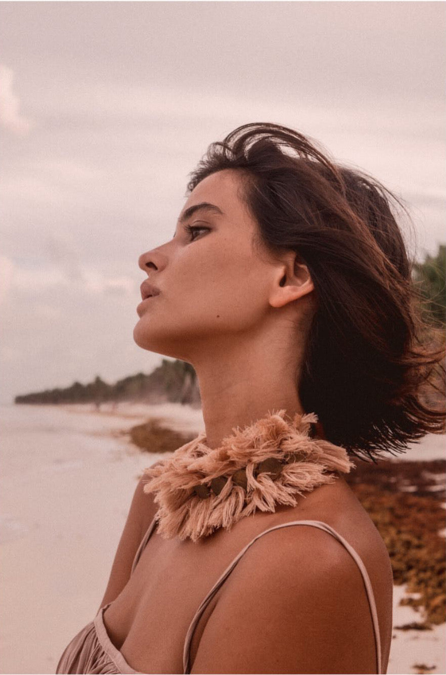 Daniela Bustos Maya, coin necklace, handmade necklace, coin jewelry, tulum jewelry, tulum style, tulum outfit, tulum vibes outfit, tulum clothing, tulum dress, gold coins necklace