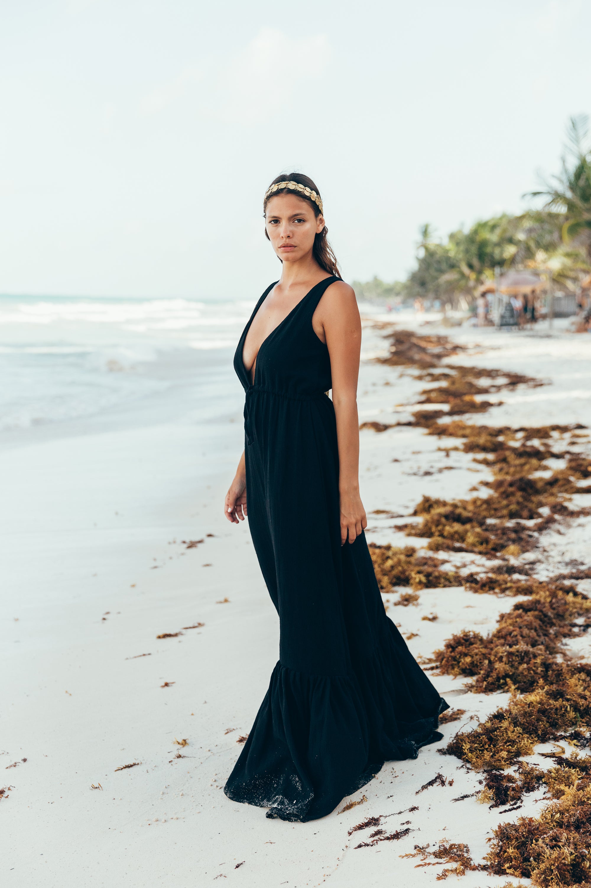Tulum Dress, Plunge V Neck Maxi Dress, Cotton Maxi Dress, Beach Dress, Boho Bride Dress, Beach Bride Dress, Maxi Ruffle Dress, Beach Ruffle Dress