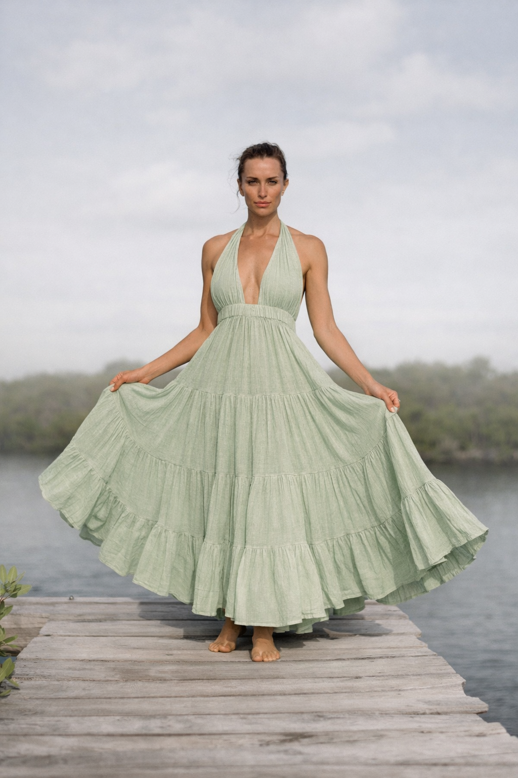Halter Maxi Ruffle Dress | FRANCESCA - Wanderlustulum Halter Maxi Ruffle Dress | FRANCESCA - Wanderlustulum