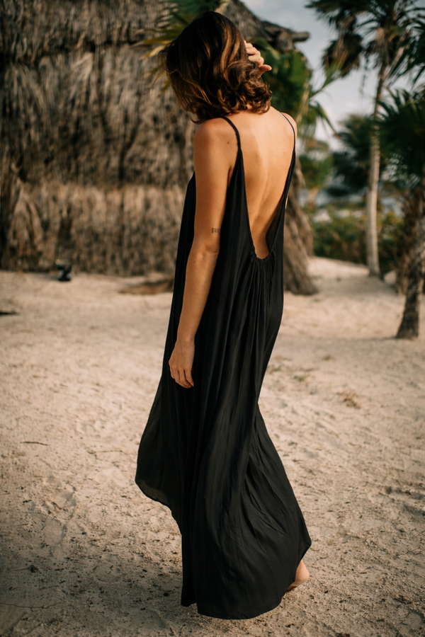 Low Back Maxi Beach Dress | Tulum Dress, Backless Dress, Boho Beach Dress