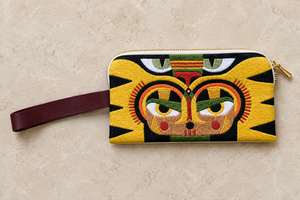 Embroidered Leather Clutch Bag | MAYA MASK