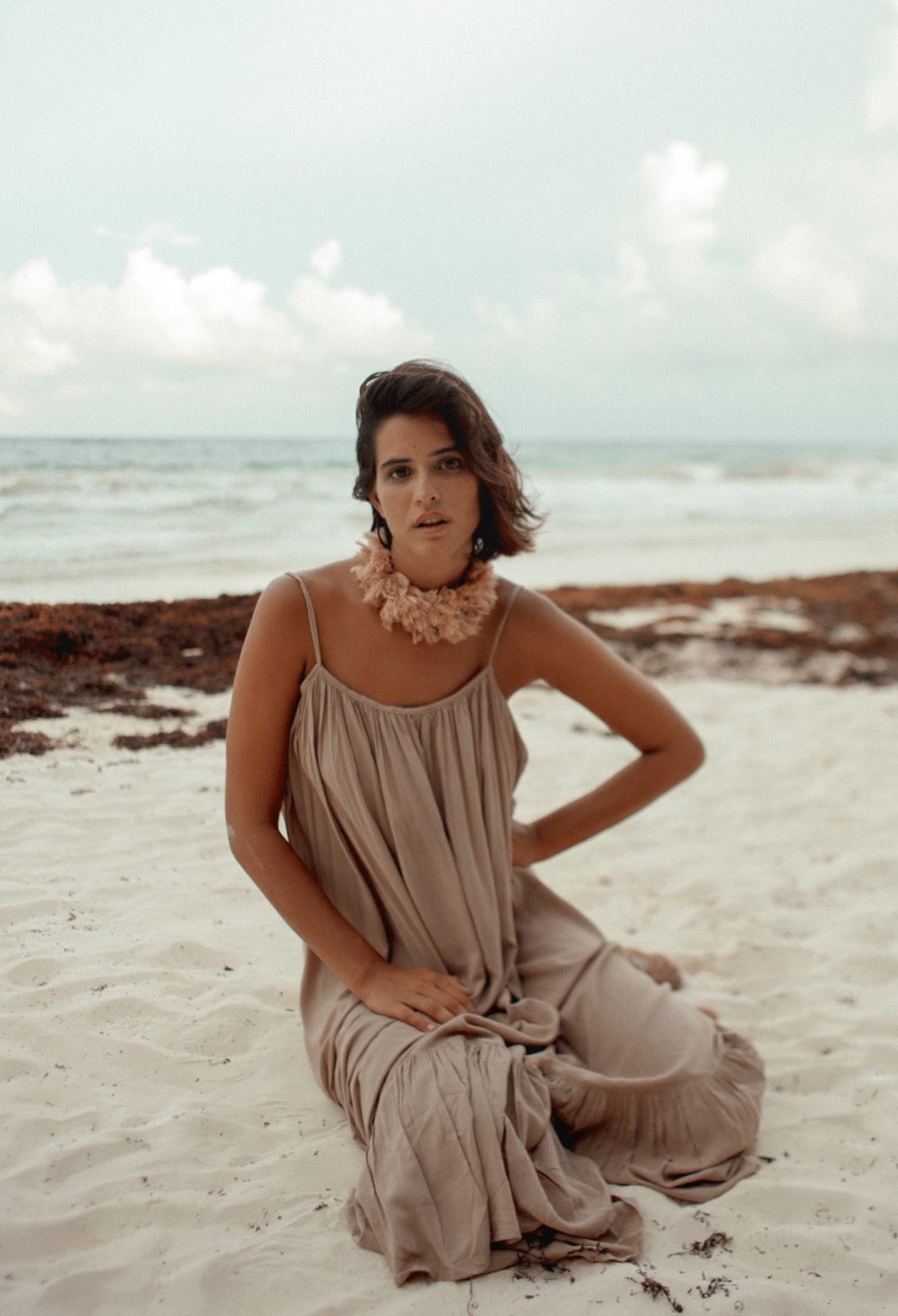 Daniela Bustos Maya, coin necklace, handmade necklace, coin jewelry, tulum jewelry, tulum style, tulum outfit, tulum vibes outfit, tulum clothing, tulum dress, gold coins necklace