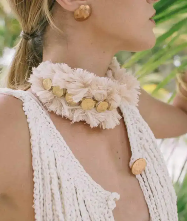Daniela Bustos Maya, coin necklace, handmade necklace, coin jewelry, tulum jewelry, tulum style, tulum outfit, tulum vibes outfit, tulum clothing, tulum dress, gold coins necklace