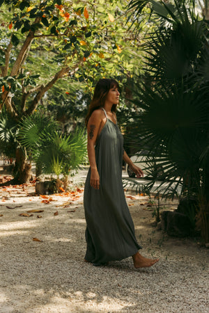 Low Back Halter Tie Beach Dress | MAHAHUAL