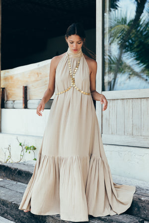 Daniela Bustos Maya, coin necklace, handmade necklace, coin jewelry, tulum jewelry, tulum style, tulum outfit, tulum vibes outfit, tulum clothing, tulum dress, gold coins necklace