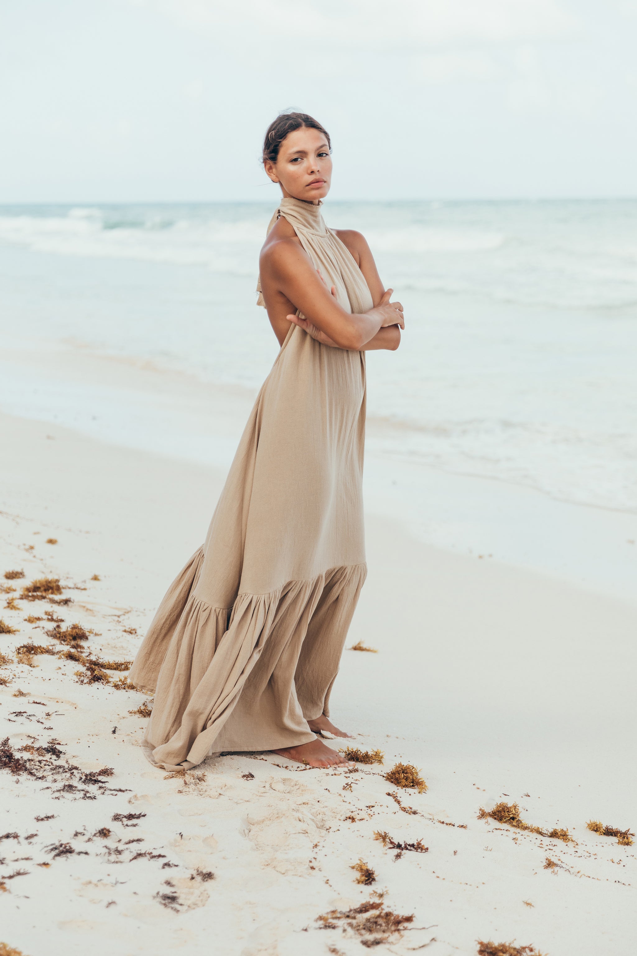 Halter Maxi Dress With Ruffle | Tulum Dress, Beach Maxi Dress, Ruffle Maxi Dress - Wanderlustulum Halter Maxi Dress With Ruffle | Tulum Dress, Beach Maxi Dress, Ruffle Maxi Dress - Wanderlustulum