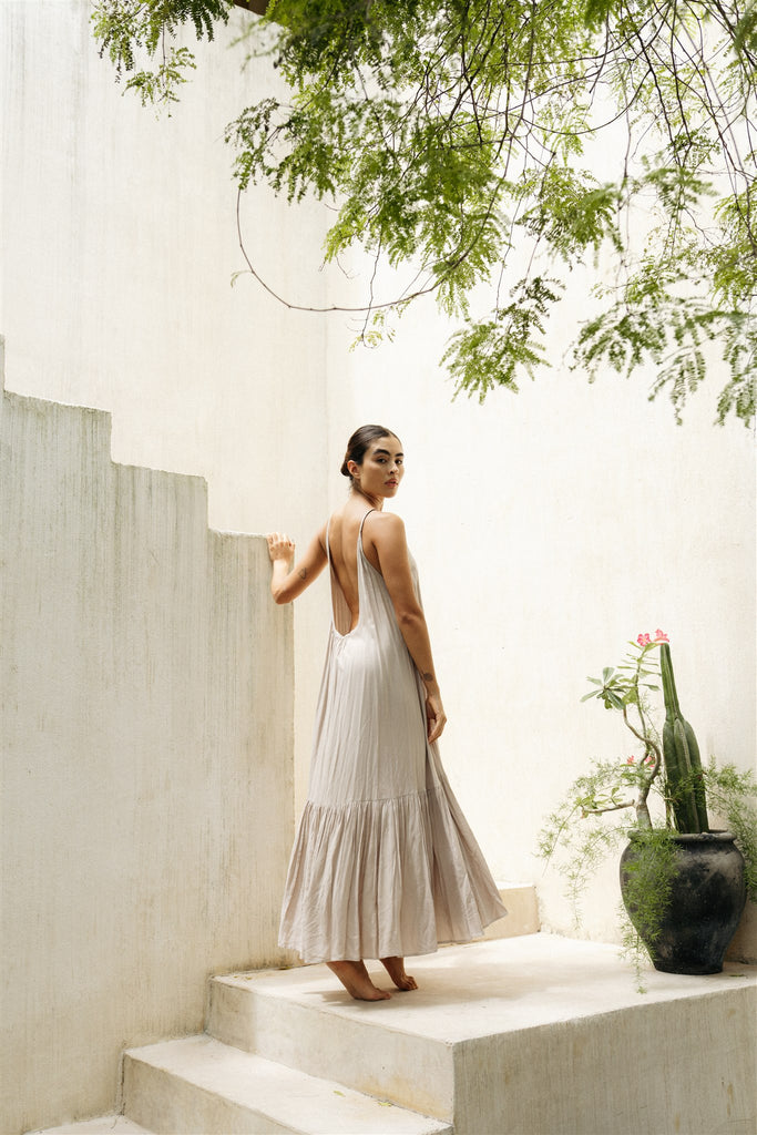 Backless Ruffle Maxi Dress | Ruffle Maxi Dress, Low Back Dress, Tulum Dress 