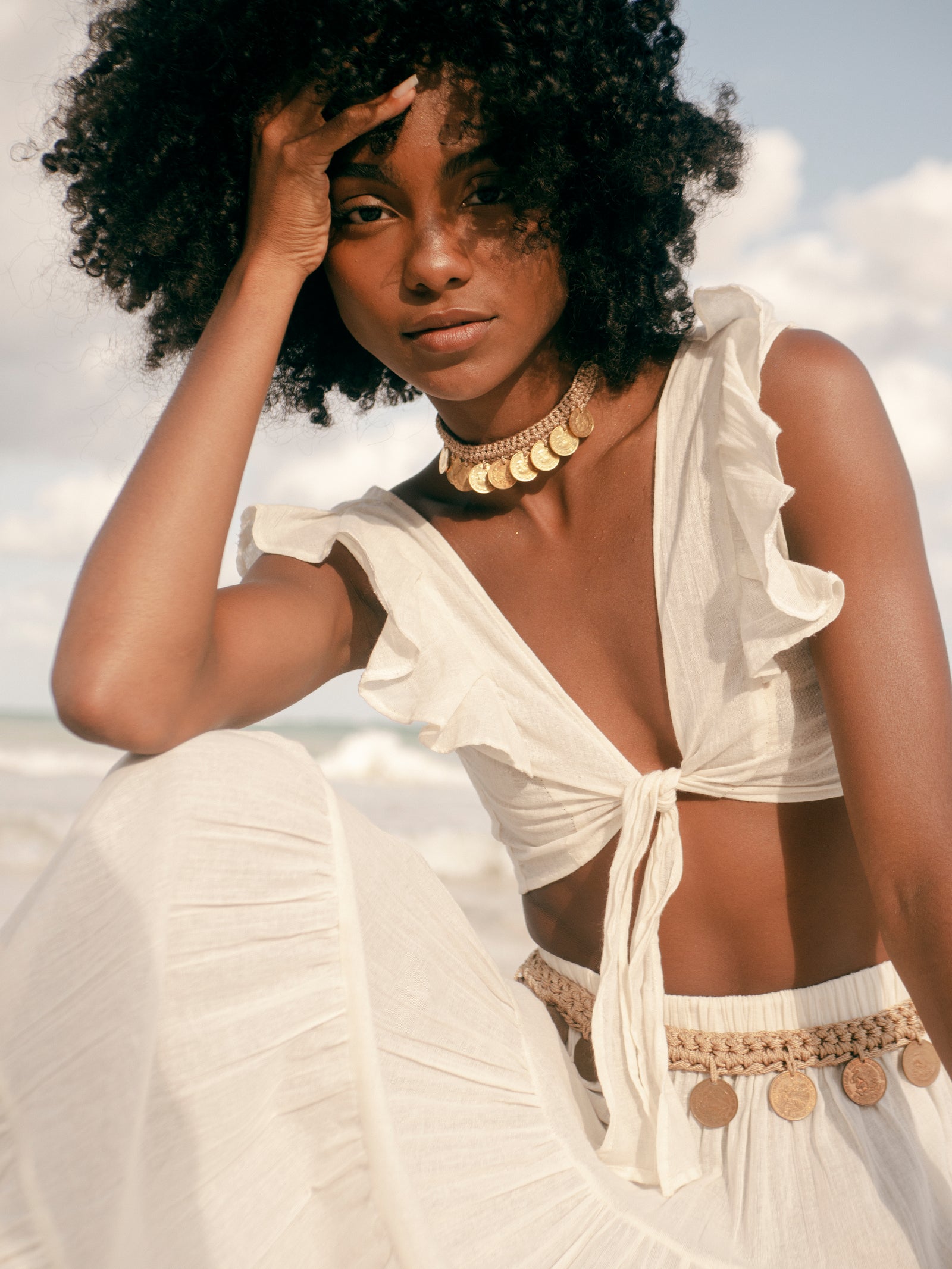 Daniela Bustos Maya, coin necklace, handmade necklace, coin jewelry, tulum jewelry, tulum style, tulum outfit, tulum vibes outfit, tulum clothing, tulum dress, gold coins necklace