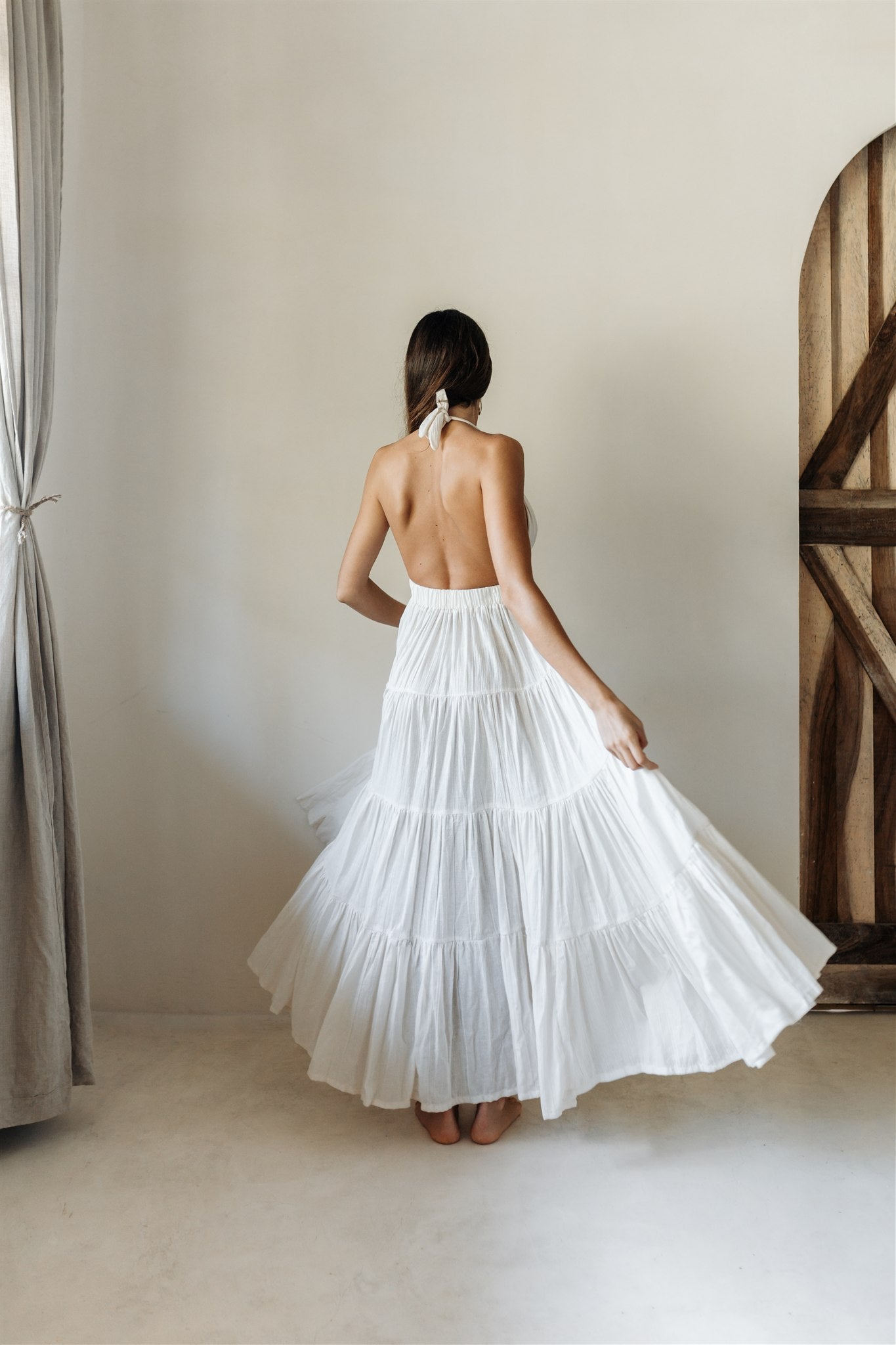 Halter Maxi Ruffle Dress | FRANCESCA