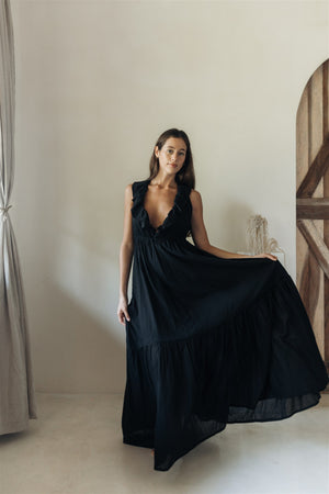 V-neckline Ruffle Dress | FLOR DE MAYO