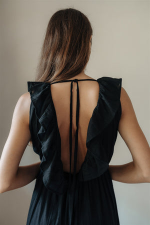 V-neckline Ruffle Dress | FLOR DE MAYO