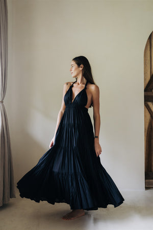 Halter Maxi Ruffle Dress | FRANCESCA