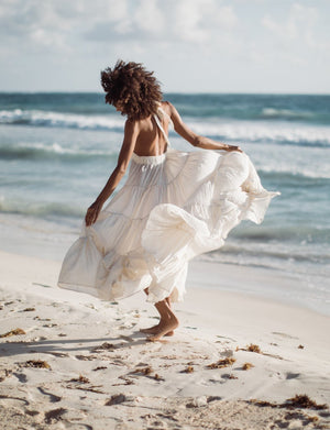 Halter Maxi Ruffle Dress | FRANCESCA