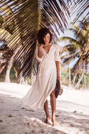 Kimono Wrap Dress, Kimono Beach Dress, Tulum Dress, Tulum Clothing,  Cotton Dress, Beach Dress, Open Slit Dress, Msxi Beach Dress