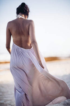 Low Back Halter Tie Beach Dress | MAHAHUAL