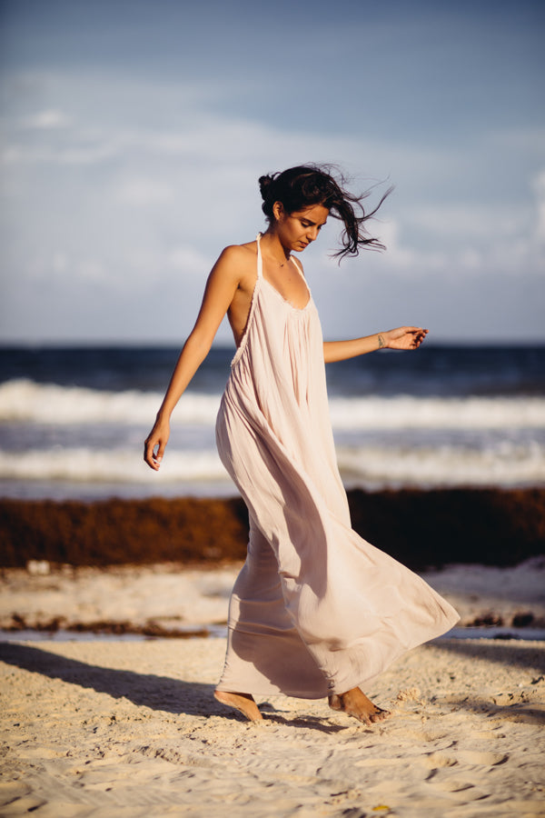 Low Back Halter Tie Beach Dress | MAHAHUAL