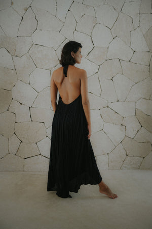 Low Back Halter Tie Beach Dress | MAHAHUAL
