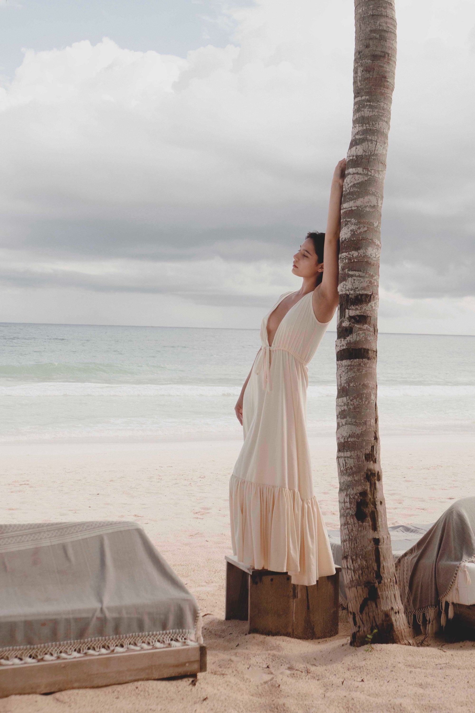 Tulum Dress, Plunge V Neck Maxi Dress, Cotton Maxi Dress, Beach Dress, Boho Bride Dress, Beach Bride Dress, Maxi Ruffle Dress, Beach Ruffle Dress