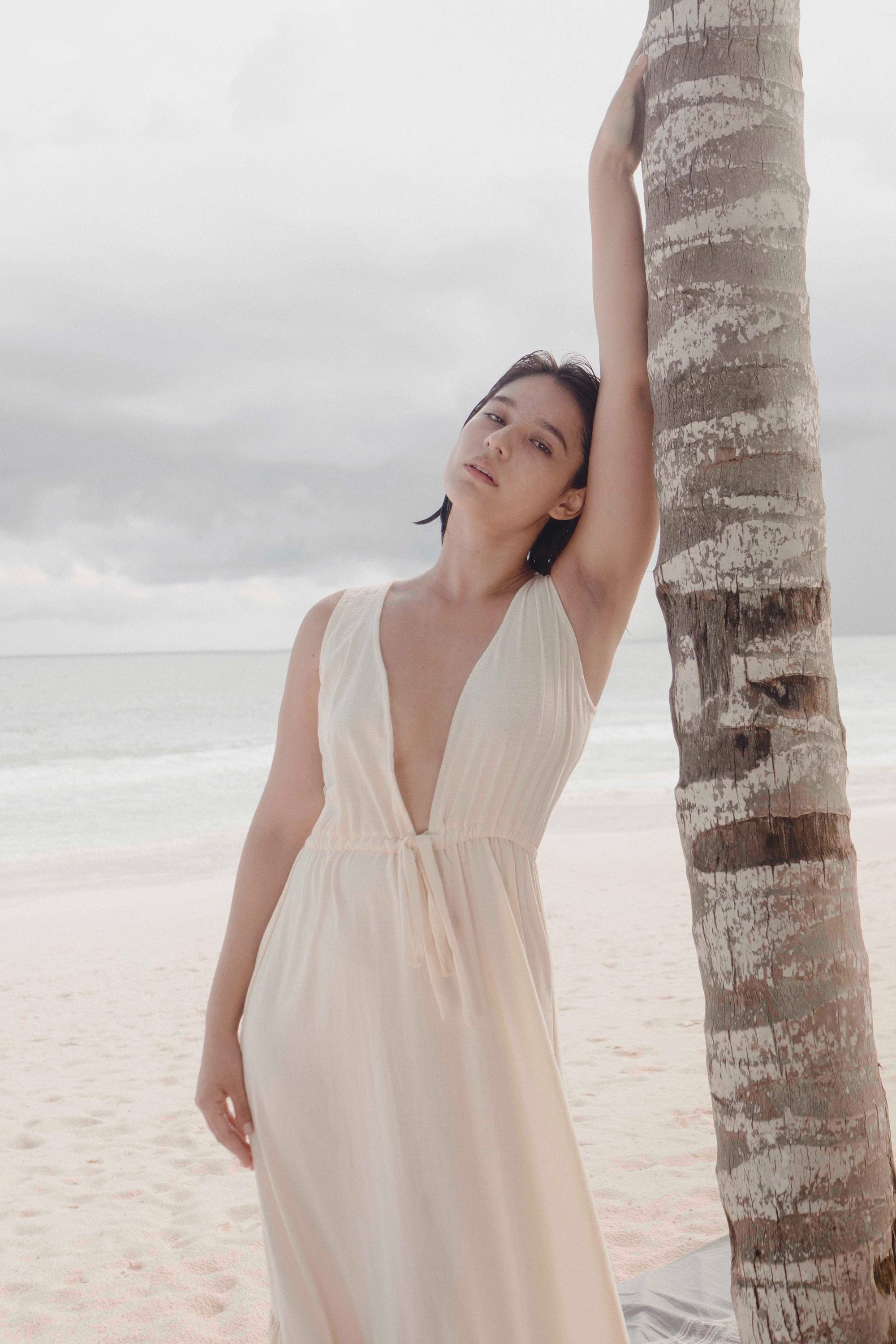 Tulum Dress, Plunge V Neck Maxi Dress, Cotton Maxi Dress, Beach Dress, Boho Bride Dress, Beach Bride Dress, Maxi Ruffle Dress, Beach Ruffle Dress