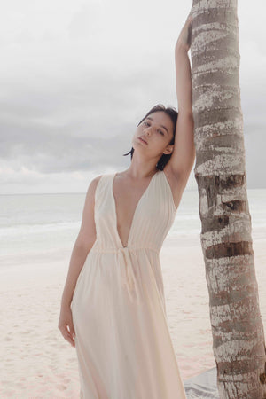 Tulum Dress, Plunge V Neck Maxi Dress, Cotton Maxi Dress, Beach Dress, Boho Bride Dress, Beach Bride Dress, Maxi Ruffle Dress, Beach Ruffle Dress