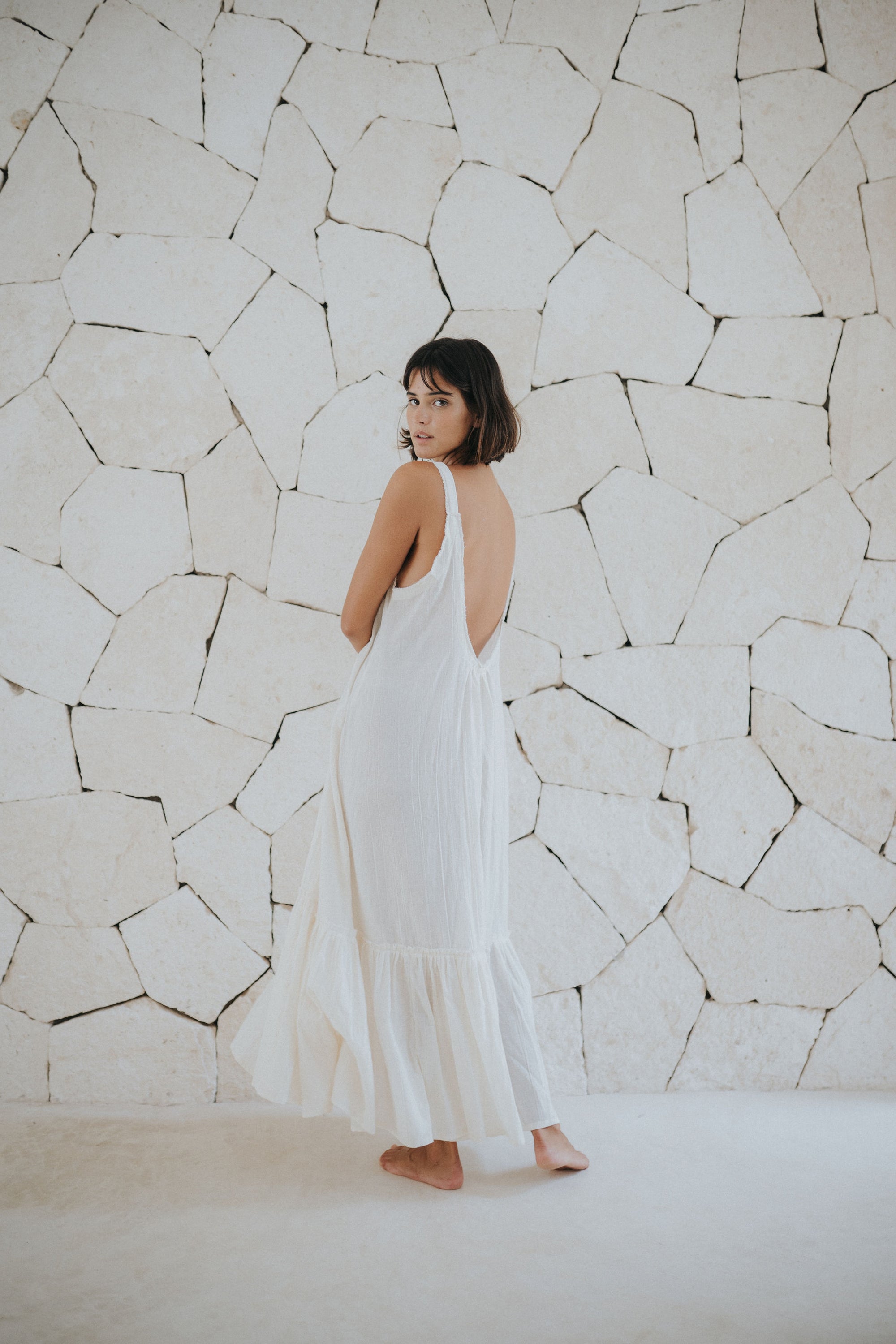 Ruffle dress, beach dress, maxi dress, low back dress, cotton dress, cotton beach dress, ruffle maxi dress