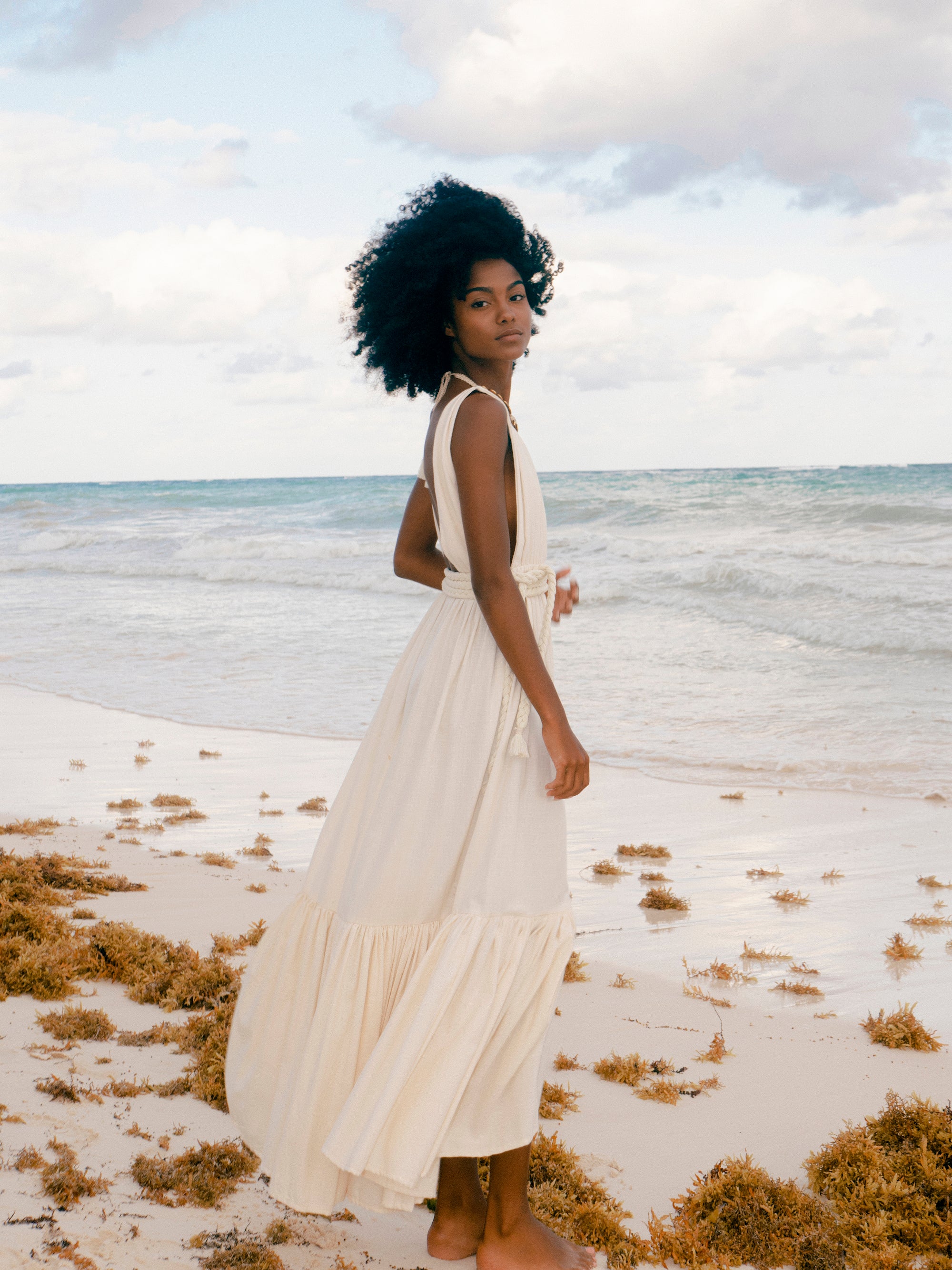 BALCHE Goddess Tulum Dress, Beach Bride Dress, Boho Maxi Ruffle Dress | - Wanderlustulum BALCHE Goddess Tulum Dress, Beach Bride Dress, Boho Maxi Ruffle Dress | - Wanderlustulum