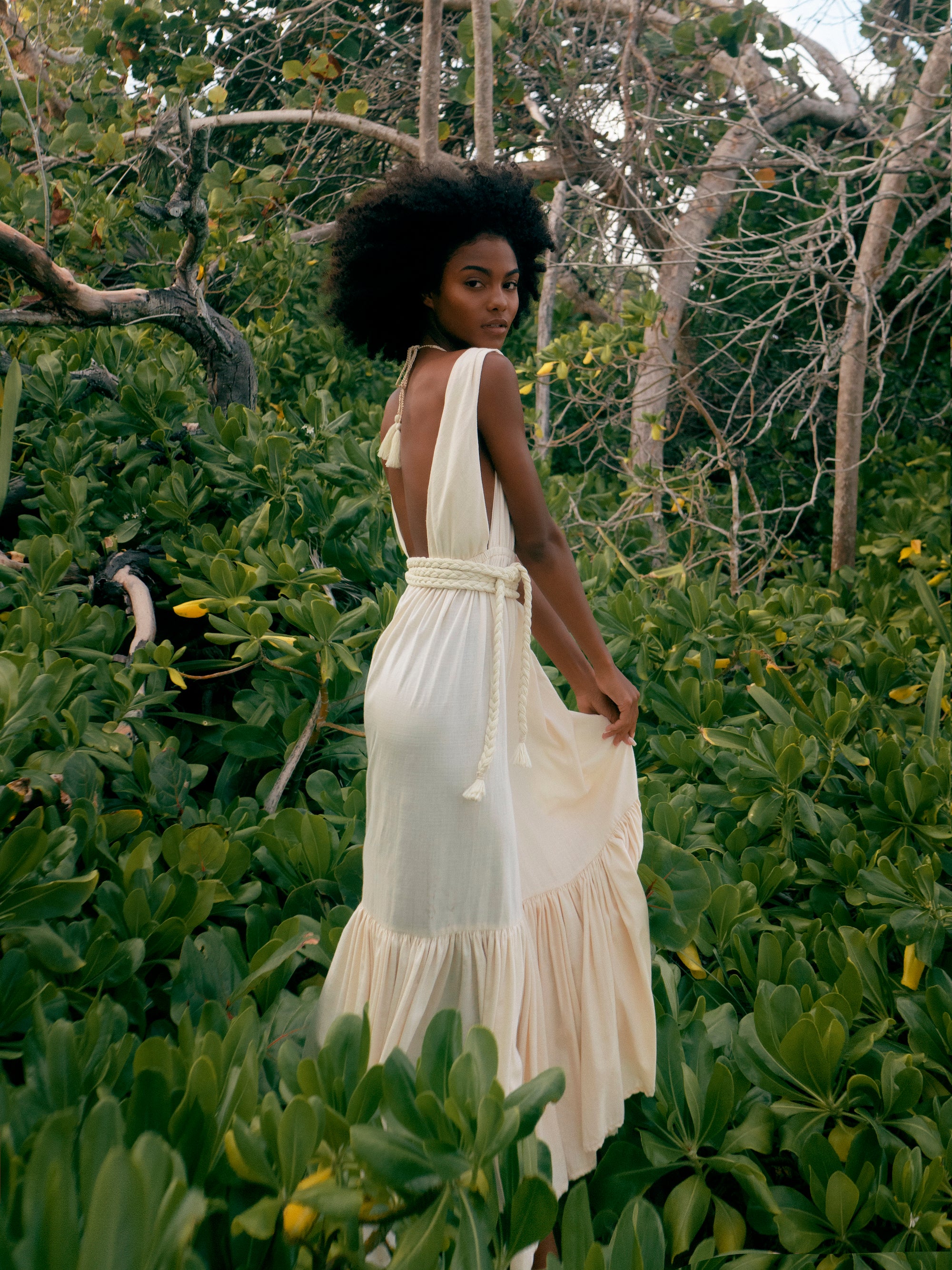 Tulum dress, beach dress, ruffle dress, maxi beach dress, open back dress, tulum style, tulum clothes, goddess dress, goddess gown, beach bride dress, boho beach bride dress