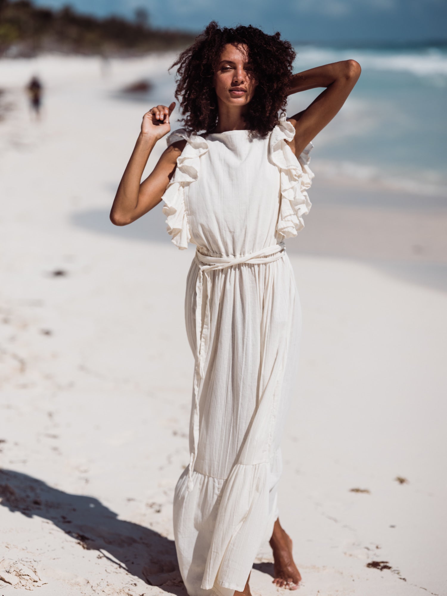 Tulum Dress, Open Back Ruffle Dress, Open back dress maxi, maxi dress, beach dress, ruffle maxi dress, ruffle sleeves dress, beach bride, boho bride, tulum bride, tulum wedding, Boho Beach Dress