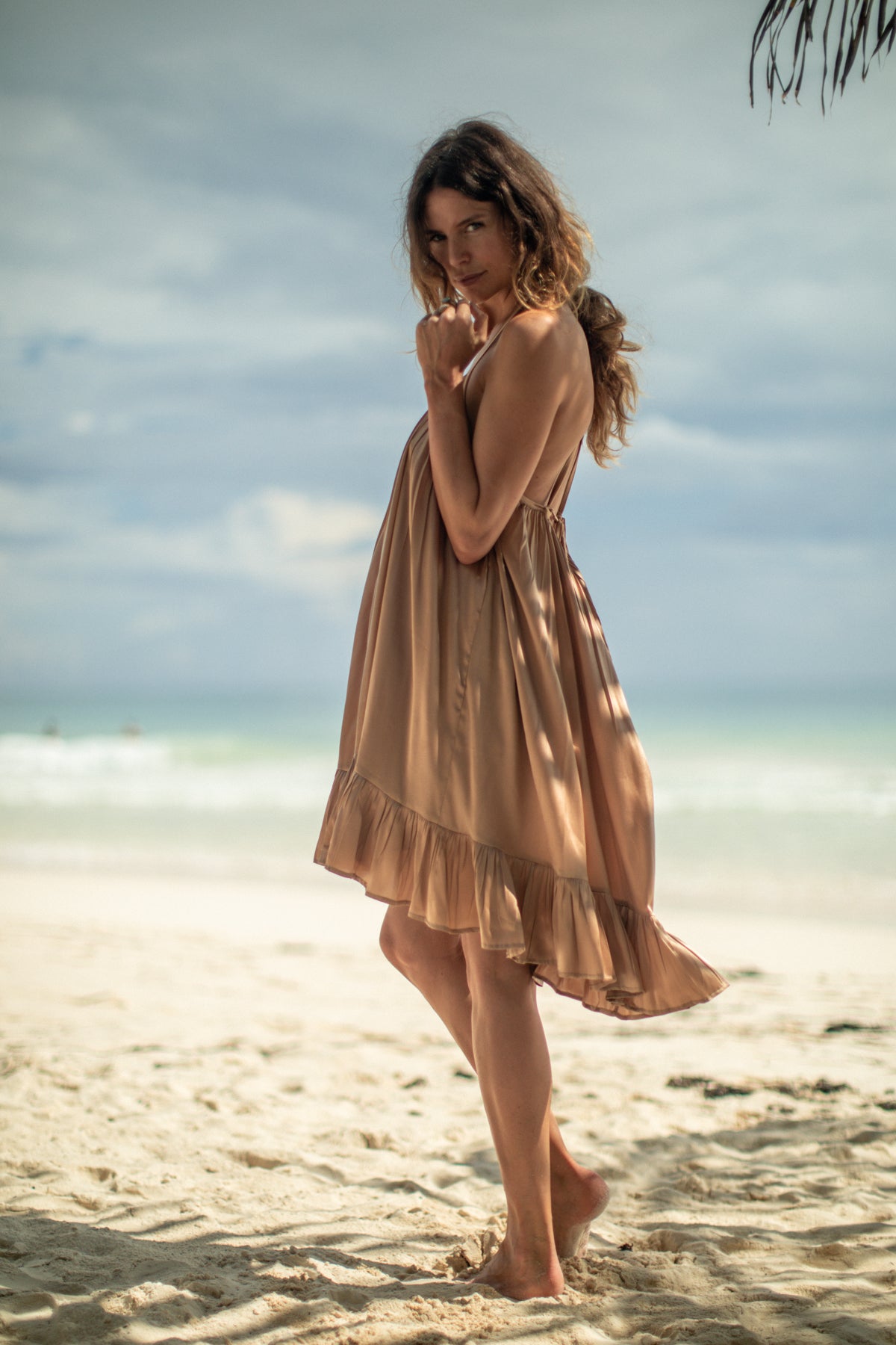 Satin Dress, Silk Dress, Silky Dress, Short Silk Dress, Tulum Clothing, Tulum Dress, Short Ruffle Dress, Short Silk Ruffle dress, Tulum dress