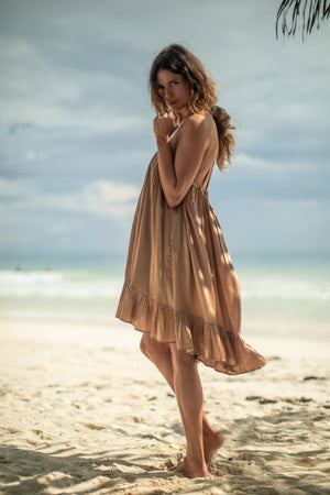 short flowy silk dress Long Silk Ruffle Dress