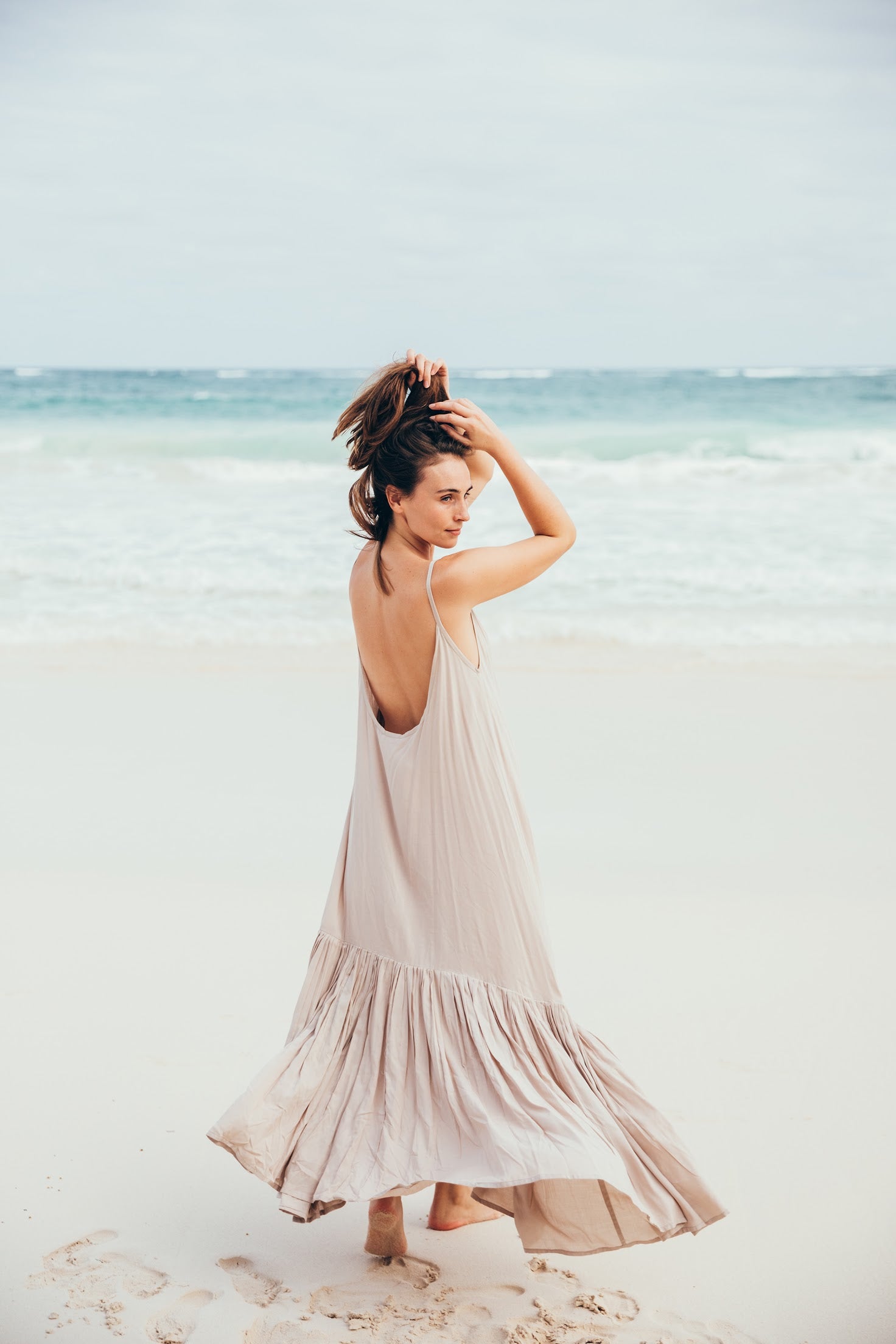 Backless dress, Tulum dress, Ruffle Maxi Dress, Low Back Dress, Beach Dress, Cotton Dress, Open back dress, beach bride dress, ruffle maxi beach dress, boho bride, tulum wedding, tulum bride dress