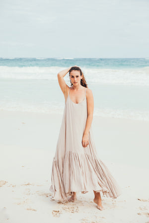 Backless dress, Tulum dress, Ruffle Maxi Dress, Low Back Dress, Beach Dress, Cotton Dress, Open back dress, beach bride dress, ruffle maxi beach dress, boho bride, tulum wedding, tulum bride dress