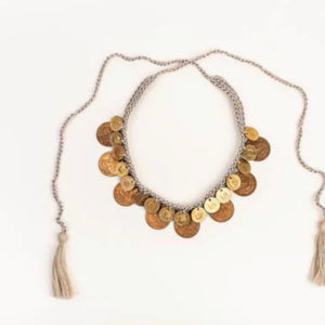 Daniela Bustos Maya, coin necklace, handmade necklace, coin jewelry, tulum jewelry, tulum style, tulum outfit, tulum vibes outfit, tulum clothing, tulum dress, gold coins necklace