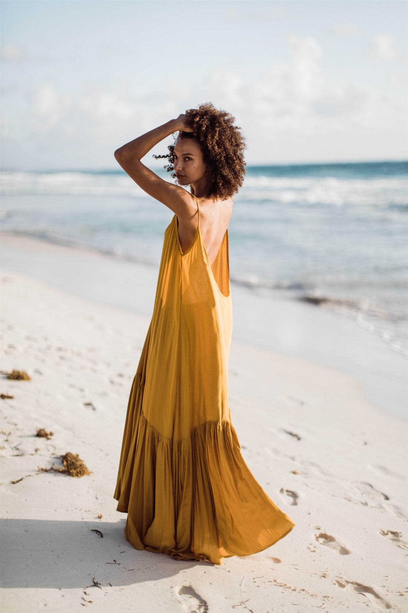 Backless dress, Tulum dress, Ruffle Maxi Dress, Low Back Dress, Beach Dress, Cotton Dress, Open back dress, beach bride dress, ruffle maxi beach dress, boho bride, tulum wedding, tulum bride dress