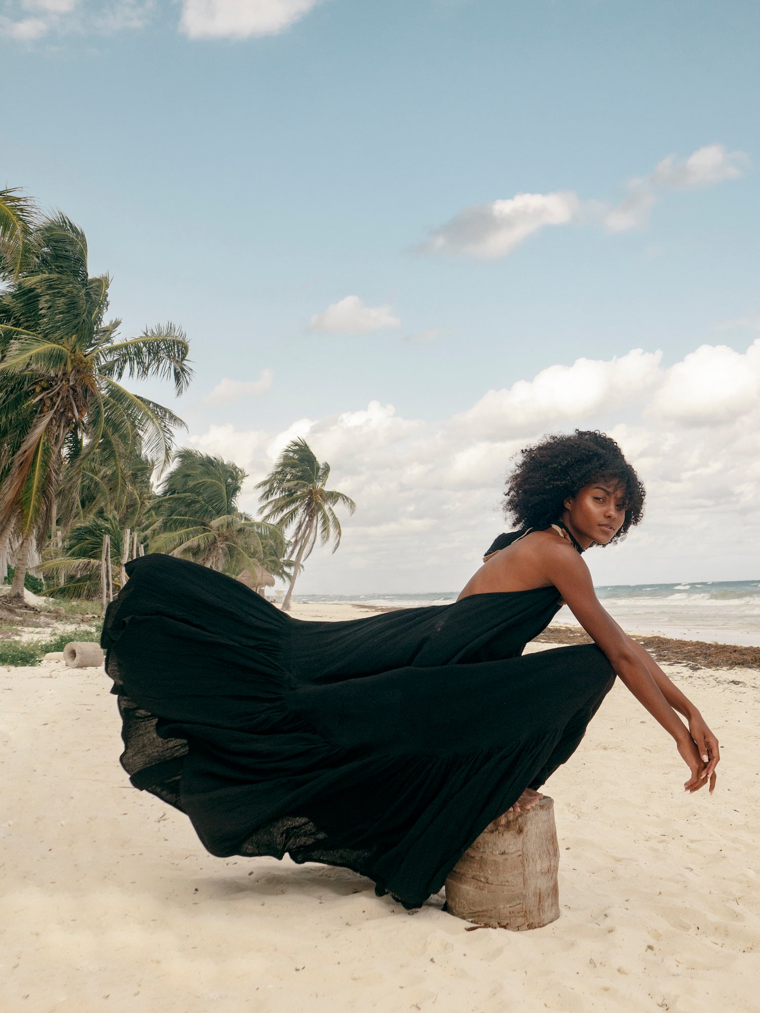 Halter Maxi Dress With Ruffle | Tulum Dress, Beach Maxi Dress, Ruffle Maxi Dress