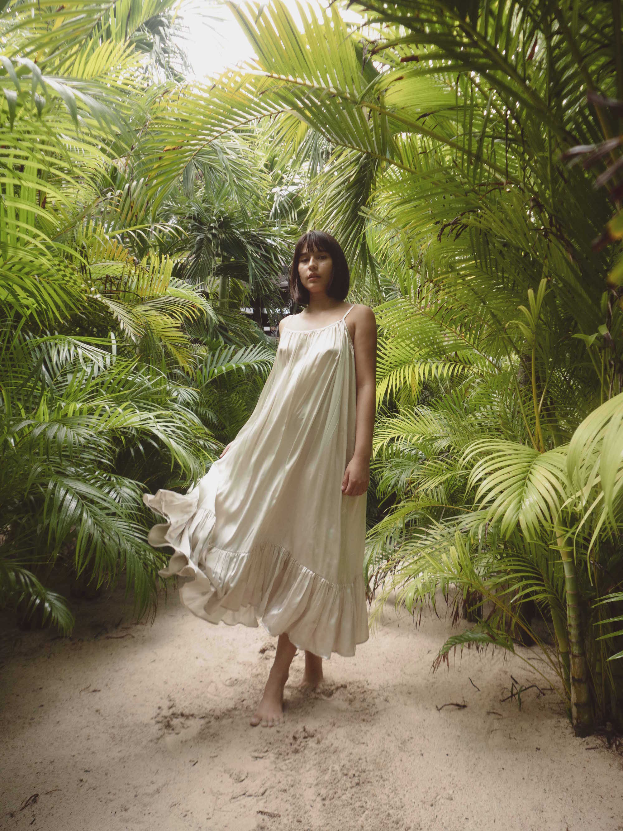 white silk beach dress By Noa Rawitz Silk Mini Dress With Rhinestone Straps
