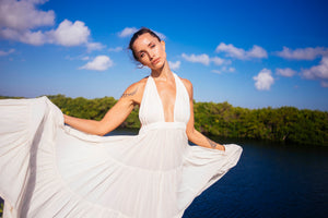 Halter Maxi Ruffle Dress | FRANCESCA
