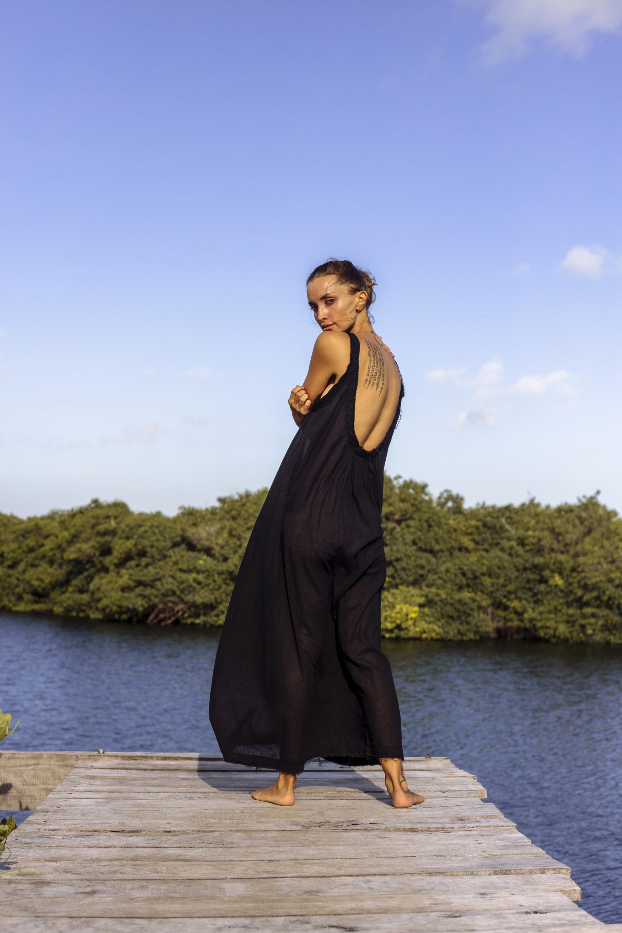 Women's Casual Maxi Dress, Beach Dress Maxi Summer Dress, Low Back Dress, Frayed Dress, Cotton Maxi Dress, 